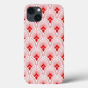 Red and white Art Deco pattern iPhone 13 Case