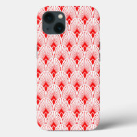 Red and white Art Deco pattern