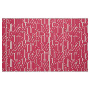 Red and white Art Deco Patterned Fabric