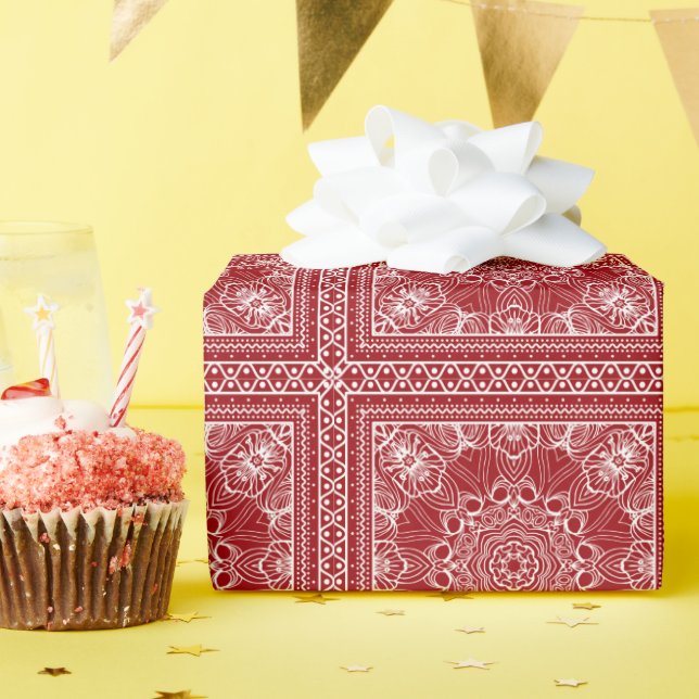 red and white bandanna design wrapping paper (Birthday Party)