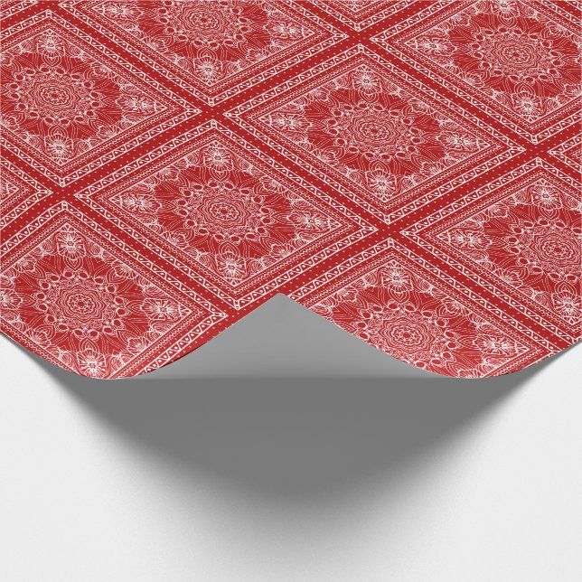 red and white bandanna pattern wrapping paper (Corner)