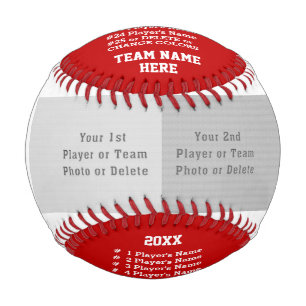 Red and White, Baseball with Photo, Personalised