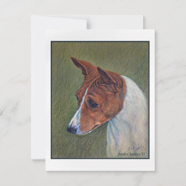 Red and White Basenji Art Card (Front)