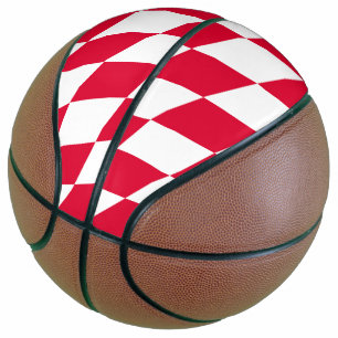 Red and White Bavaria Diamond Flag Pattern Basketball