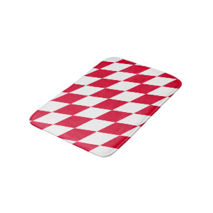 Red and White Bavaria Diamond Flag Pattern Bath Mat