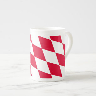 Red and White Bavaria Diamond Flag Pattern Bone China Mug