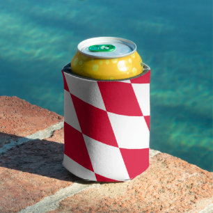 Red and White Bavaria Diamond Flag Pattern Can Cooler