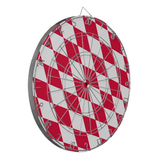 Red and White Bavaria Diamond Flag Pattern Dartboard (Front Left)