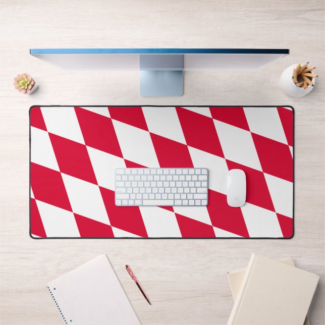 Red and White Bavaria Diamond Flag Pattern Desk Mat (Office 1)