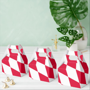 Red and White Bavaria Diamond Flag Pattern Favour Box