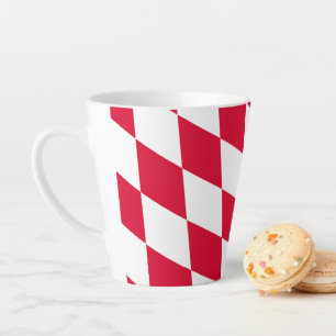 Red and White Bavaria Diamond Flag Pattern Latte Mug