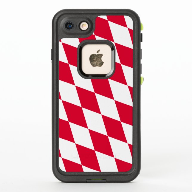 Red and White Bavaria Diamond Flag Pattern LifeProof iPhone Case (Back)