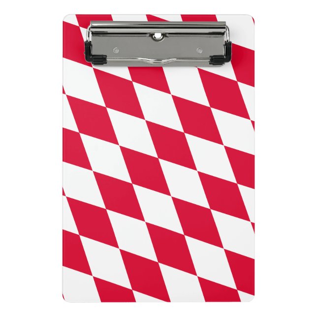 Red and White Bavaria Diamond Flag Pattern Mini Clipboard (Front)