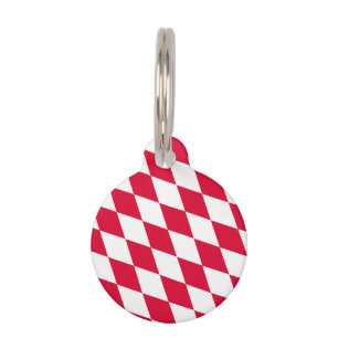 Red and White Bavaria Diamond Flag Pattern Pet Tag