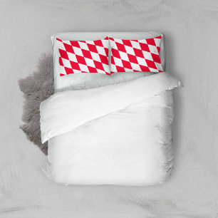 Red and White Bavaria Diamond Flag Pattern Pillowcase