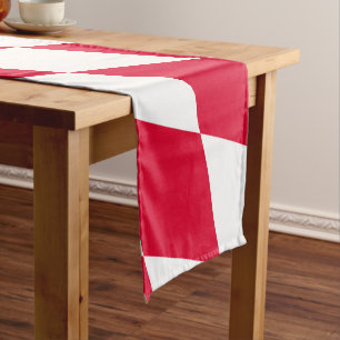 Red and White Bavaria Diamond Flag Pattern Short Table Runner