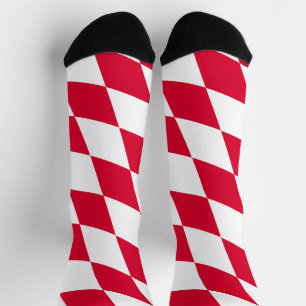 Red and White Bavaria Diamond Flag Pattern Socks
