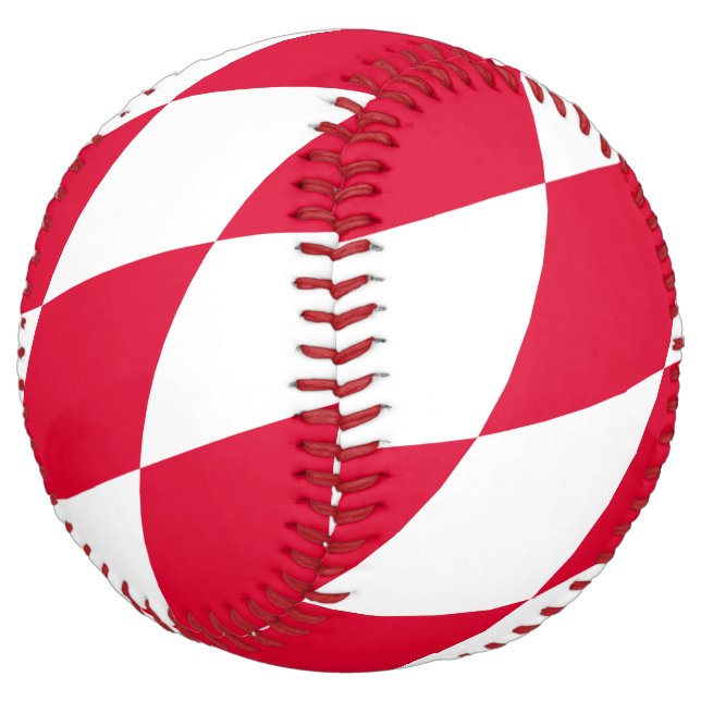 Red and White Bavaria Diamond Flag Pattern Softball (Angled)