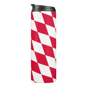 Red and White Bavaria Diamond Flag Pattern Thermal Tumbler