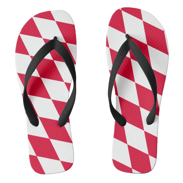 Red and White Bavaria Diamond Flag Pattern Thongs (Footbed)