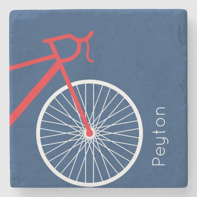 Red and White Bicycle Stone Coaster (Front)