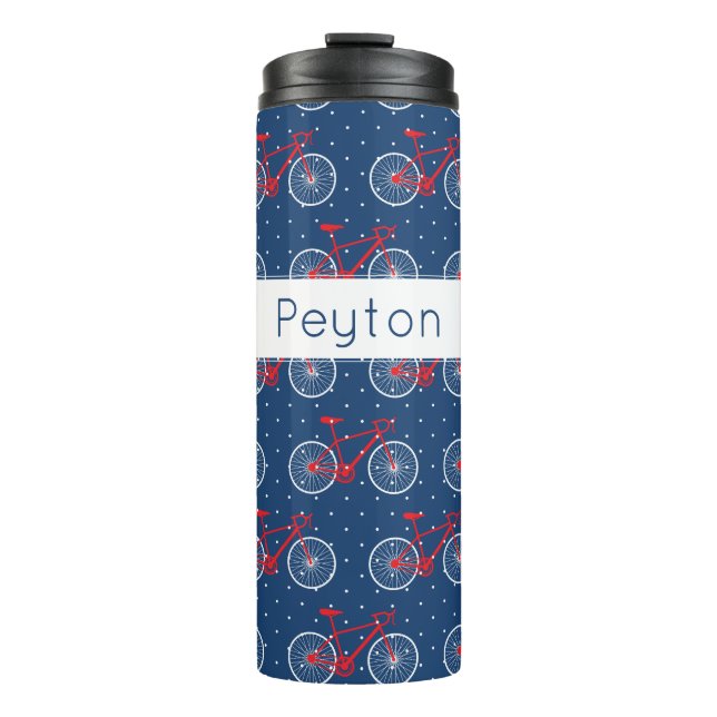 Red and White Bicycle Thermal Tumbler (Front)