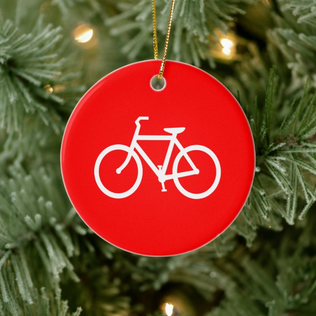 Red and White Bike Graphic Ceramic Tree Decoration (Tree)
