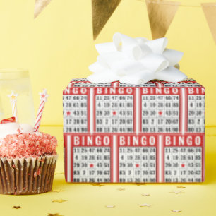 Red and White Bingo Cards Wrapping Paper
