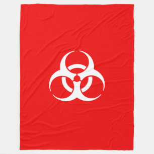 Red and White Biohazard Symbol Fleece Blanket