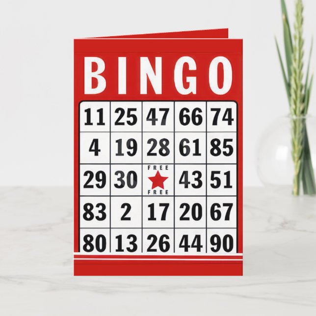 Red and White Birthday Bingo Card (Front)