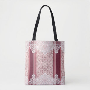 Red and white boho paisley print AI art Tote Bag