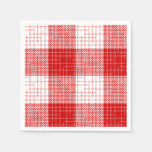 Red and White Bold Checkered Plaid Design Napkin