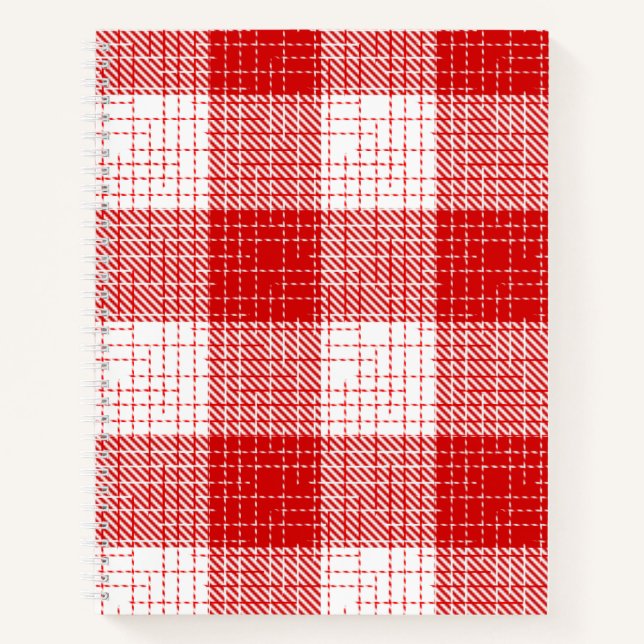 Red and White Bold Checkered Plaid Design  Notebook (Front)