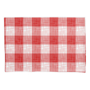 Red and White Bold Checkered Plaid Design  Pillowcase