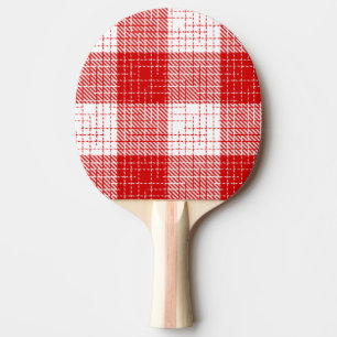 Red and White Bold Checkered Plaid Design Ping Pong Paddle