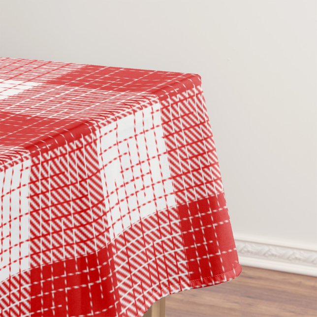 Red and White Bold Checkered Plaid Design  Tablecloth (Creator Uploaded)