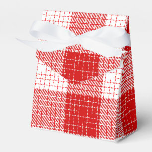 Red and White Bold Chequered Plaid Design Favour Box