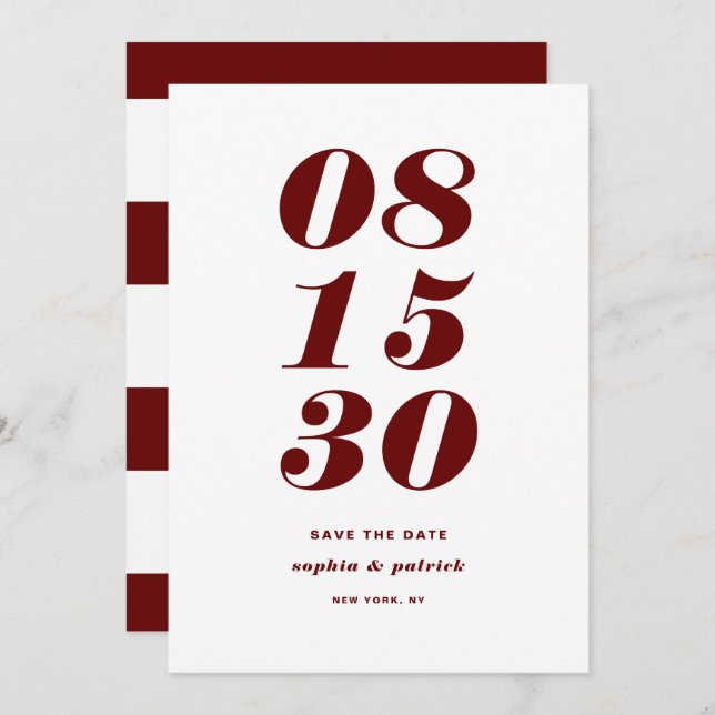 Red and White Bold Italic Typography Modern Save The Date (Front/Back)