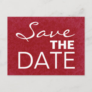 Red and White Bold Letters Save the Date S532 Announcement Postcard