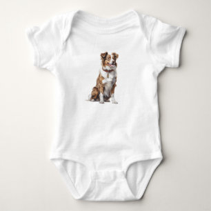 Red and White Border Collie Farm Dog Baby Bodysuit