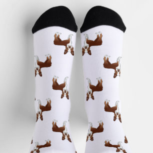 Red And White Boston Terrier Cartoon Dog Pattern Socks
