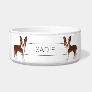 Red And White Boston Terrier Cartoon Dogs & Name