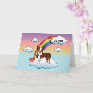 Red And White Boston Terrier Rainbow Memorial Card
