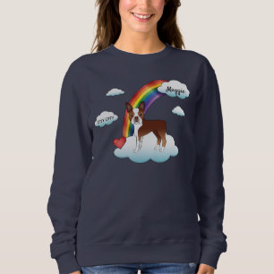 Red And White Boston Terrier Rainbow Memorial Sweatshirt