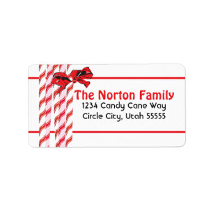 Red and White Bubbles Address Label