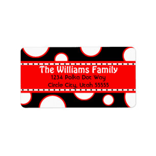 Red and White Bubbles Address Label