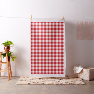 Red and White Buffalo Check Fabric