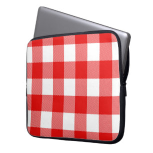 Red and White Buffalo Plaid Laptop Sleeve