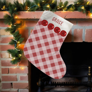 Red and White Buffalo Plaid Monogrammed Small Christmas Stocking
