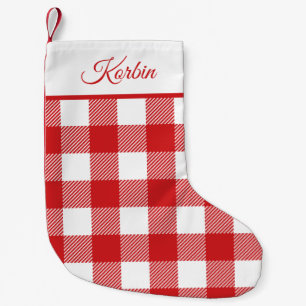 Red and White Buffalo Plaid Pattern Small Christmas Stocking